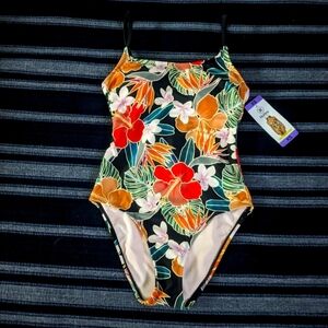 Hurley Tropical Floral Women Xtra Small Multicolor Swim Suit UPF 50 042024